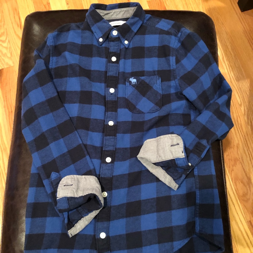 Boys Abercrombie blue flannel shirt